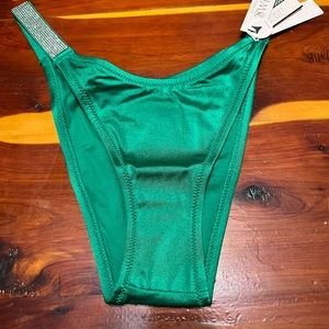 Victoria’s Secret Emerald Green Shine Strap Brazilian Bikini Bottom NWT